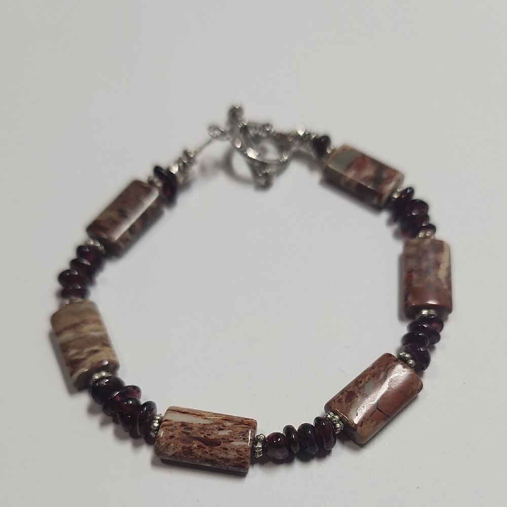 Garnet And Jasper Bracelet Size 6.5